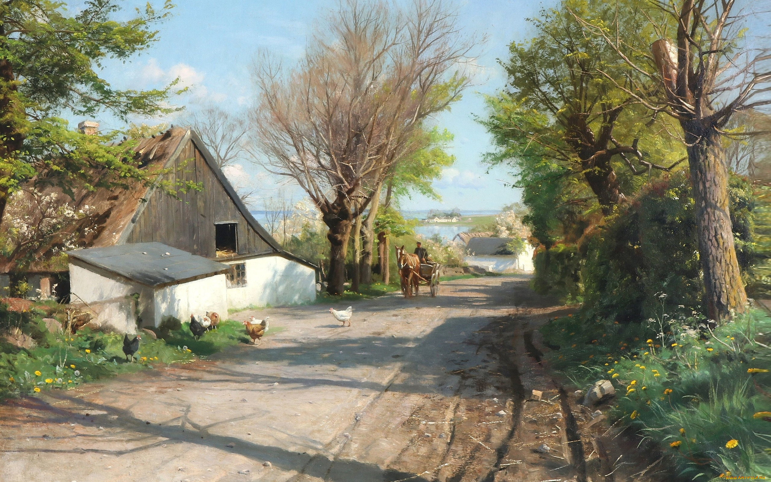 , , a, spring, morning, in, the, village, danish, realist, painter, overlooking, roskilde, fjord, , , , , , , , -, , , , , , 1921, peder, mrk, mnsted